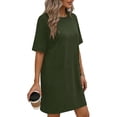 thumbnail image 3 of ShomPort Robe T-Shirt d'Été pour Femme Décontractée à Manches Courtes, Col Rond, Basique, Ample, Mini, avec Poches, 3 of 6