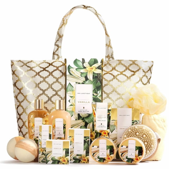 Spa Luxetique Ensembles-Cadeaux pour Femmes - 15 Pcs Parfum Vanille Cadeaux d'Anniversaire Paniers de Bain pour Elle
