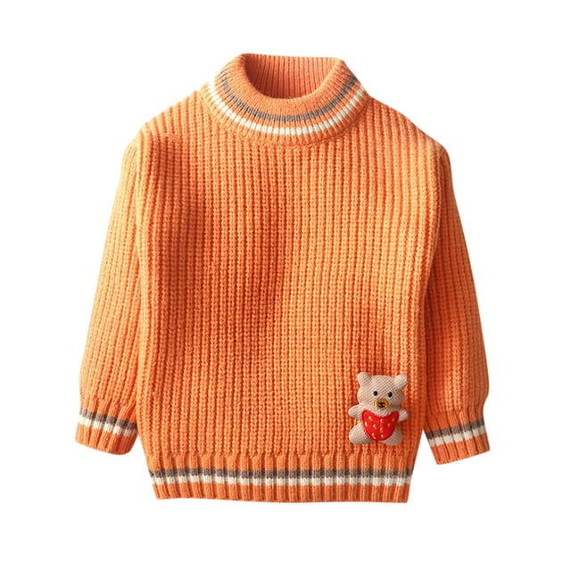 Chandail pour Tout-Petit Bébé Mode Fille et Garçon Chandail Décontracté pour Enfants à Manches Longues Chaud à Col Rond Nouveau Chandail pour Bébé Chandail Tricoté Hauts Orange 6T