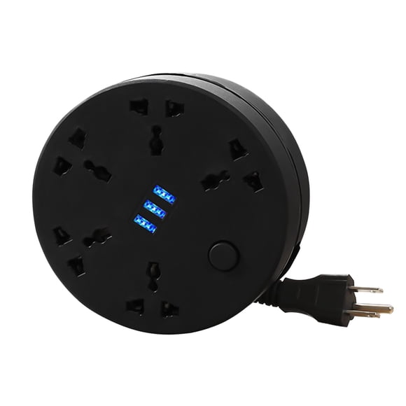 Smart Socket Retractable Extension Cord Power Strip - Travel Power Strip with 5 Ac Outlets 3 Usb Ports , Ultra Thin Flat Plug 6.56ft, Cruise Ship Essentials, for Home Hotel Dorm Room