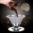 thumbnail image 1 of Filtre à Café pour Infusion Lente en Acier Inoxydable, Maille Fine, Double Couche, Goutte-à-Goutte Réutilisable Sans Papier, Infuseur à Cône, Passoire, Solution d'Infusion Écoresponsable, 1 of 7