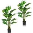 thumbnail image 1 of Gymax 2-Pack 5 ft Artificial Tree Potted Fake Faux Monstera Deliciosa Plant Home Office, 1 of 10
