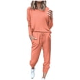 thumbnail image 1 of Mrat Sweatsuits for Women Set 2 Piece 2 Piece Jogging Sets Solid Polyester Long Sleeve Sweatsuits Sets Two Piece Track Suits Drawstring High Waist Pants Set Comfy Outfits A-Orange 5XL, 1 of 4
