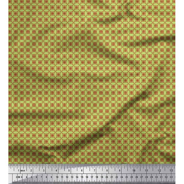 Soimoi Green Poly Georgette Fabric Geometrical Star Geometric Print Fabric by Yard 42 Inch Wide