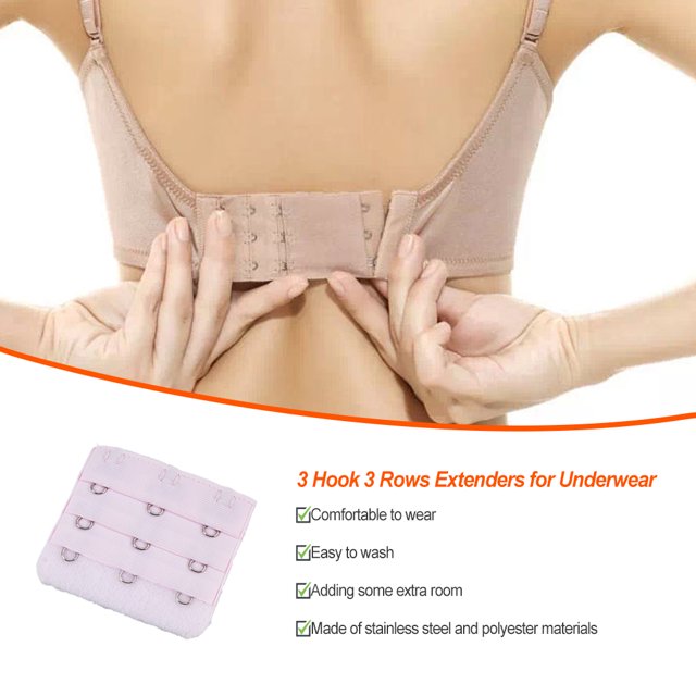 Extension Strap Bra Extender Buckle 3 Clips. Breathable Tight Hook Women Accessories Practical Elastic Multicolor Clips Tight 3 Rows Underwear pink