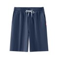 thumbnail image 1 of Plebaso Mens Casual Shorts Elastic Waist Summer Shorts Drawstring Solid Color Lounge Shorts with Pockets, 1 of 6