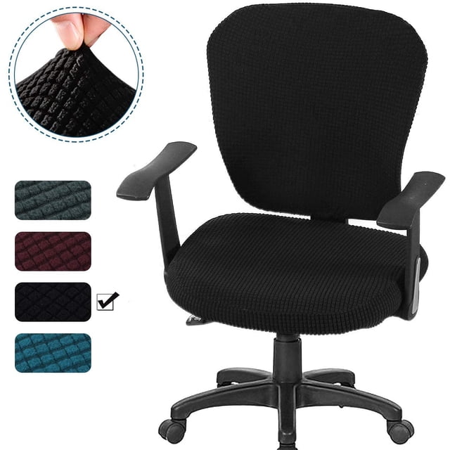 Office Chair Cover 2 Piece Stretchable Computer Office Chair Covers Universal Chair Seat Covers Stretch Rotating Chair Slipcovers Washable Spandex Desk Chair Cover Protectors