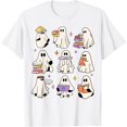 thumbnail image 1 of Retro Teacher Halloween Cute Ghost Read More Books Reading T-Shirt - White - S, 1 of 2