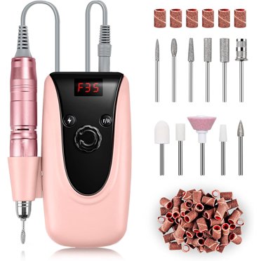 Professional Rechargeable 35000 rpm Nail Drill Machine, Portable Electric Nail File E file for Acrylic Gel Nails, Manicure Pedicure Polishing Tools with Display Screen