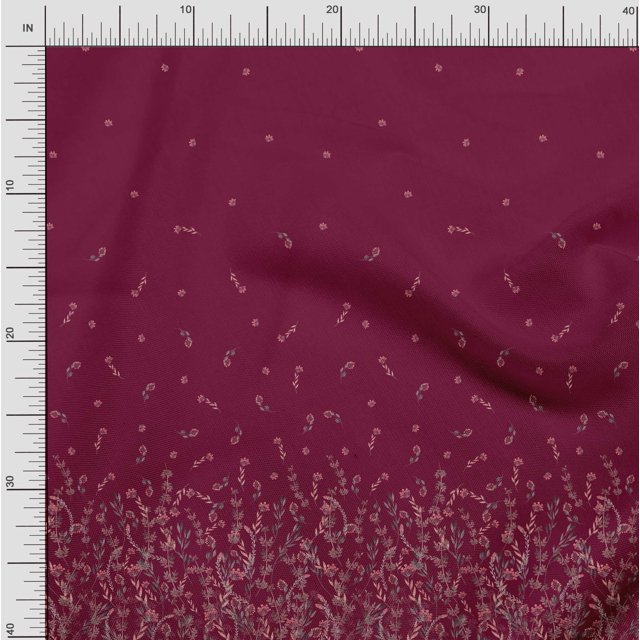 Soimoi Polyester Crepe Fabric Leaves & Berries Panel Print Fabric by The Yard 42 Inch Wide