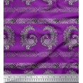thumbnail image 1 of Soimoi Silk Fabric Peacock Block Print Fabric by The Yard 42 Inch Wide, 1 of 3