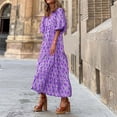 thumbnail image 1 of LSLJS Woman Dress Geometric Printed Bubble Sleeved Plus Size Dress, 1 of 5