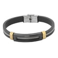 thumbnail image 1 of Stingray Men's Stainless steel Mesh two-tone leather bracelet, 1 of 2
