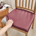 thumbnail image 3 of Qonioi Solid Color Brushed High Elastic Chair Cover, Waterproof Oil-Proof PU Leather Stretchable Slipcover, Durable Scratch-Resistant Universal Fit Seat Cover for Dining Chair Ottoman, 3 of 7