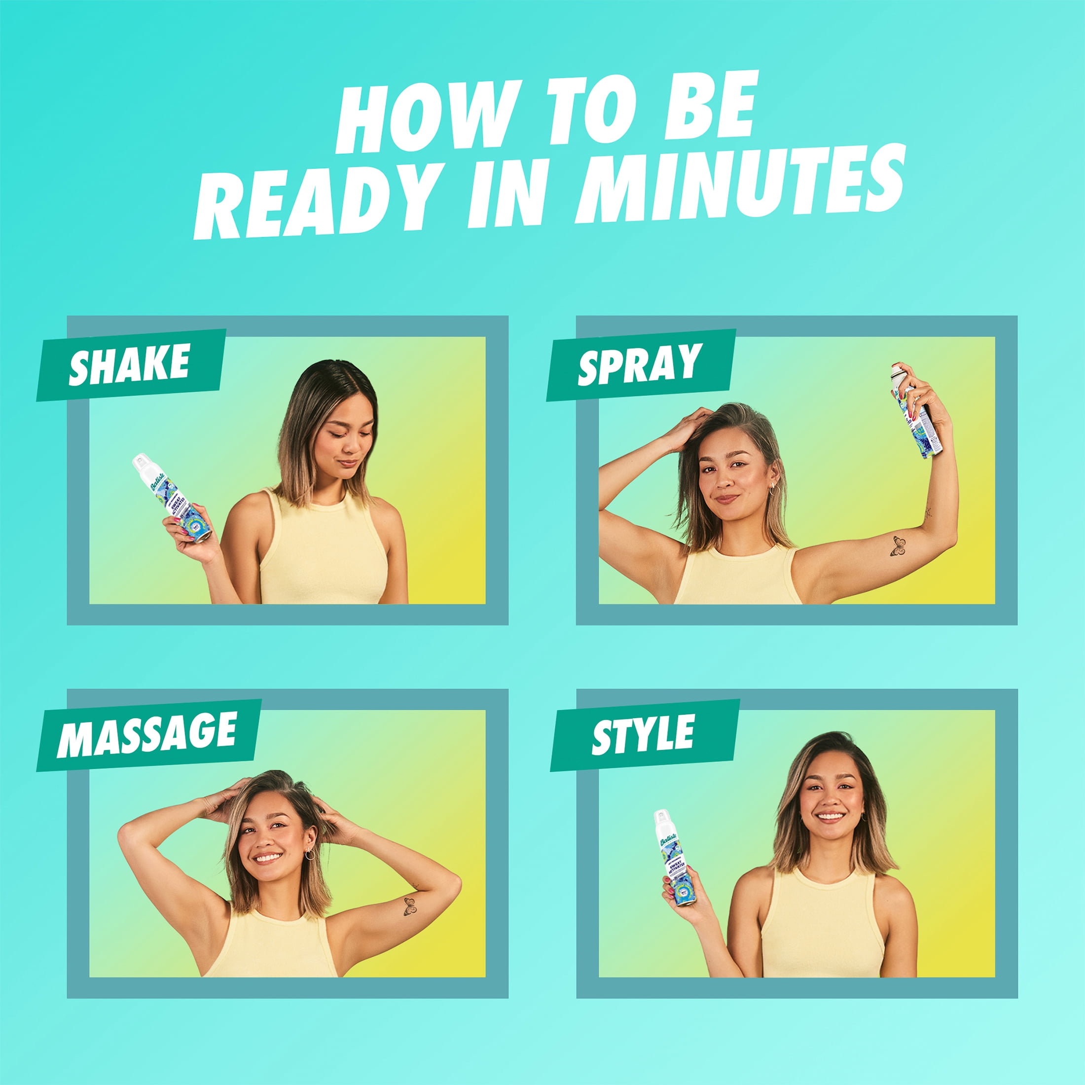 Batiste Shampooing Sec Original, Format Mini de Voyage, Rafraîchit Instantanément les Cheveux, Absorbe l'Huile & le Gras, Formule Sans Eau pour Plus de Texture et de Volume des Cheveux