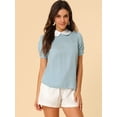 thumbnail image 2 of INSPIRE CHIC Women's Peter Pan Collar Puff Short Sleeve Tops, 2 of 6