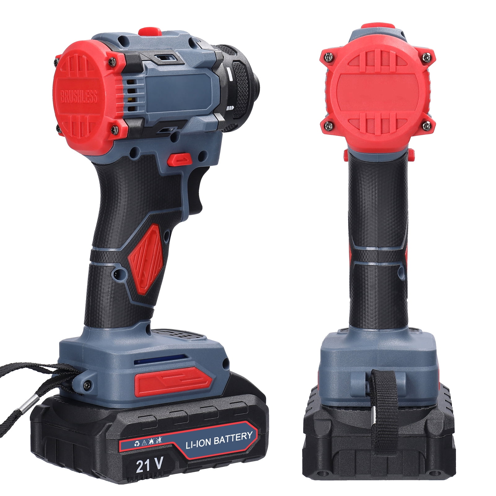 Cordless Electric Screwdriver, 21V Electric Drill 55Nm Brushless Motor Screw Driver with LED Light for Home Appliances Furniture Installation Automotive