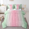thumbnail image 1 of YST Sage Green and Pink 7-Piece Abstract Aesthetic Comforter Set, Gradient Ombre Bedding Accessories, Queen, 1 of 4