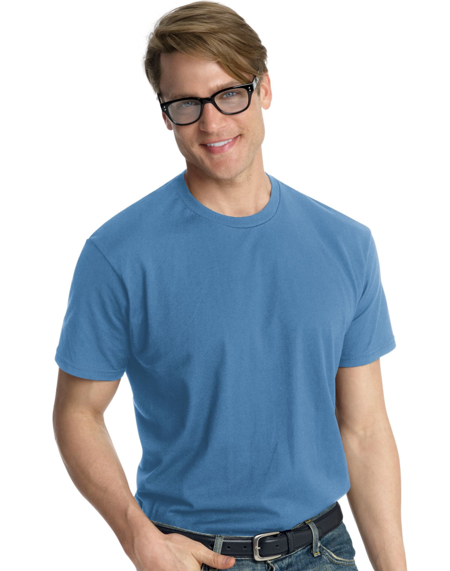 Hanes Nano-T T-shirt pour Homme, TTG, Bleu Denim
