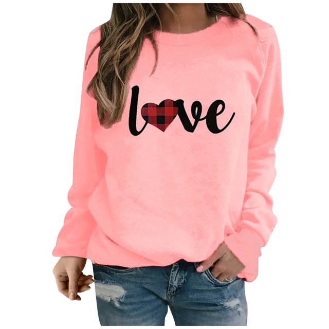 Hauts à Manches Longues pour Femmes Mode Pull Imprimé Amour Blouse Ample Hauts pour Femmes Manches Longues Mode pour Femmes