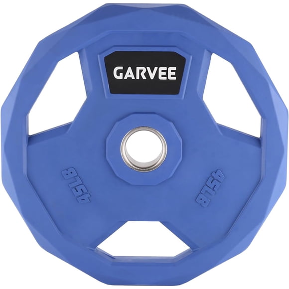 YUSAZENS Single Cast Iron Rubber Encased Weight Plate 45 LB Standard Fitness Training Weight Disc for Home Bodybuilding
