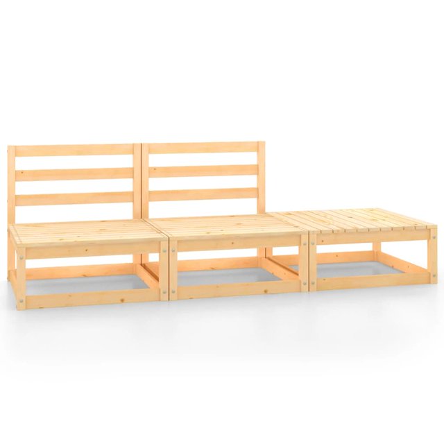 vidaXL 3 Piece Garden Lounge Set Solid Pinewood