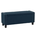 thumbnail image 1 of Pouf de rangement rectangulaire d'intérieur CorLiving Boston, rembourré en tissu, bleu marine, 1 of 9
