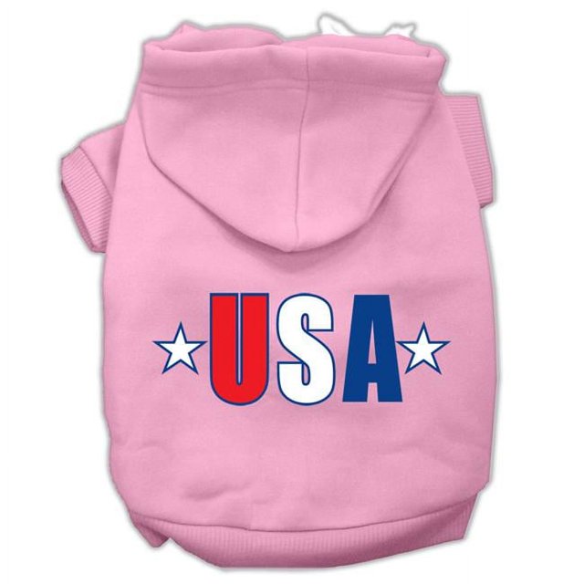Usa Star Screen Print Pet Hoodies Light Pink Size Xxl (18)