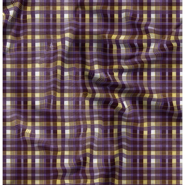 Soimoi Moss Georgette Fabric Plaid Check Printed Craft Fabric by the Yard 42 Inch Wide