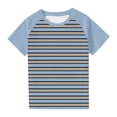 thumbnail image 1 of Économies d'Été! SROBPTY T-Shirts à Manches Courtes pour Tout-Petits, Garçons Tout-Petits Mode Col Rond à Rayures Imprimées Manches Courtes Bleu, 5 Ans, 1 of 1
