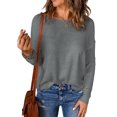 thumbnail image 1 of Innerwin Sweater Solid Color Ladies Jumper Tops Chic Long Sleeve Casual Knitted Sweaters Grey S, 1 of 3