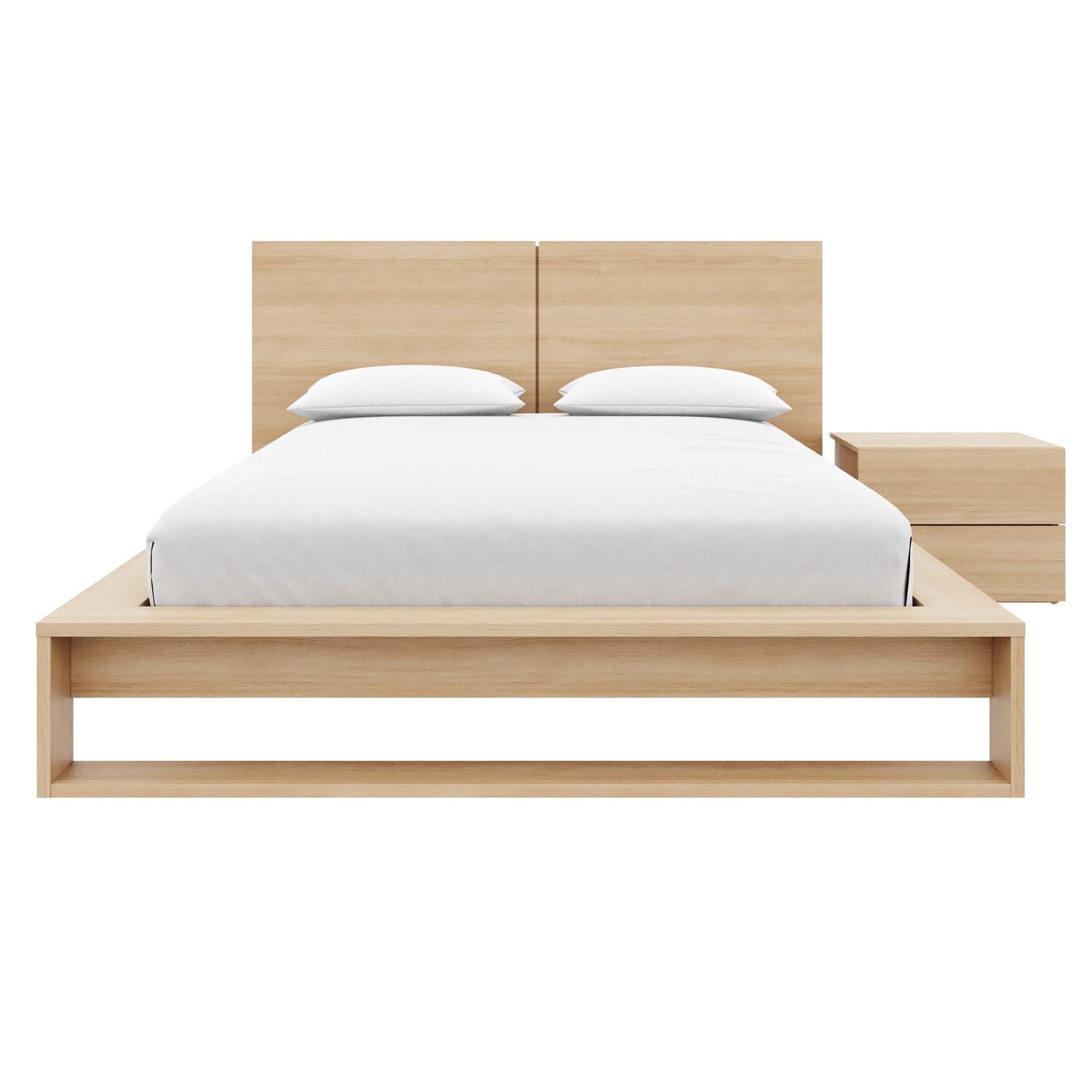 Ensemble de chambre à coucher Birkin 3 pièces avec tête de lit, sommier à lattes et table de chevet