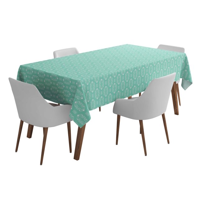 Vargottam Intérieur/ExtérieurNappe58x102 InchRectangleNappe Imperméable PatioTableCoupes- Printemps/ÉtéTable rectangulaire/BBQs/Picnique -Aigue-marine Vert