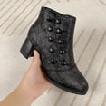 thumbnail image 5 of Cameland Embossed Double Breasted Women's Pointed Side Zipper Mid Heel Bare Boots, 5 of 5