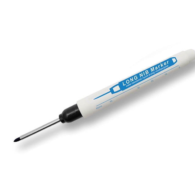 Long Nib Marking Pen Deep Hole Marker Deep Reach Marker Deep Hole Marking Pen Long Nib Marking Pen Multifunctional Waterproof Deep Hole 30mm Reach Marker For WoodworkingBlack