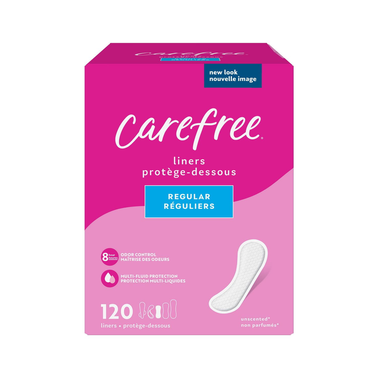 Emballage de 120 protège-dessous Carefree Acti-Fresh galbés réguliers