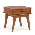 thumbnail image 2 of SIMPLIHOME Draper Table d'Appoint Rectangulaire en Bois Franc Massif de 22 Pouces de Large Style Milieu du Siècle Moderne en Brun Teck avec Rangement, 1 Tiroir, pour le Salon et la Chambre, 2 of 5