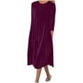 thumbnail image 1 of Bocqde Robe en Velours Doré pour Femmes Grande Taille Mode Décontractée à Manches Longues à Col Rond Robe Automne Hiver Douce et Confortable Robe Midi pour Femmes, 1 of 6