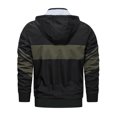 thumbnail image 4 of Qertyioot Men's Contrasting Color Hooded Zipper Casual Warm Windproof Pocket Motorcycle Jacket, 4 of 6