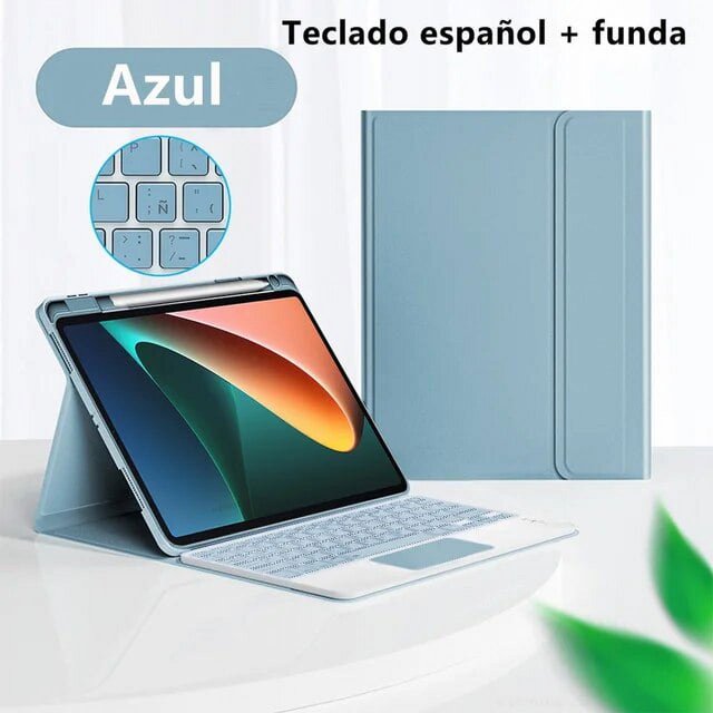 Keyboard Case for Xiaomi Mi Pad 5 6 Pro Keyboard Case Tablet Cover for MiPad 5 6 Redmi Pad Wireless Bluetooth Keyboard Case Spanish Blue Mi Pad 5 11inch