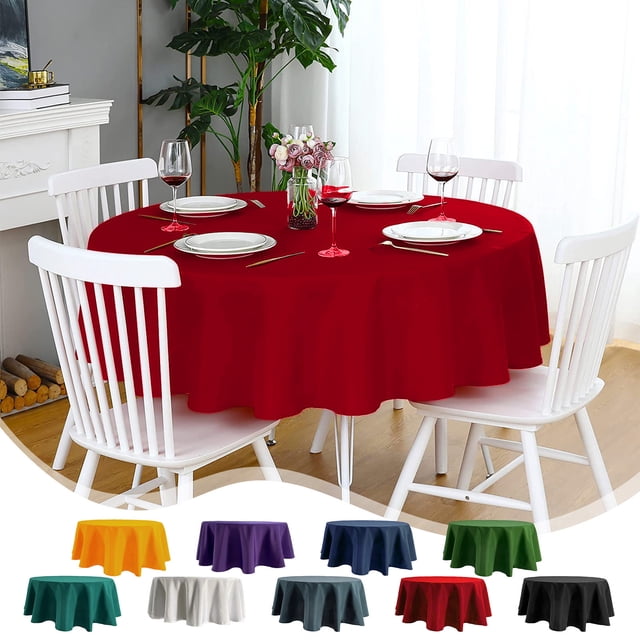 70 Inch Round Tablecloth for Dining Table - Wrinkle Resistant Polyester Fabric in 9 Colors for Home, Restaurant, or Party Use