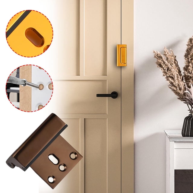 UsRHHA Home Security Door Reinforcement Lock, Indoor Bathroom Privacy Lock with 4 Screws, Aluminum Lock