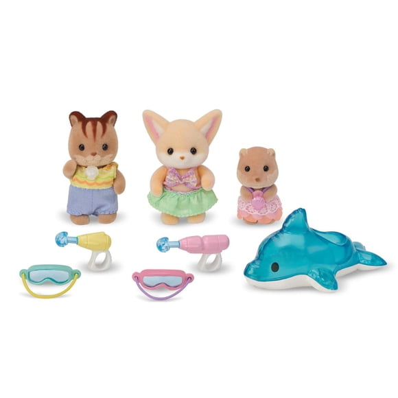 Calico Critters Nursery Friends - Pool Fun Trio, Set of 3 Collectible Doll Figures With Accessories