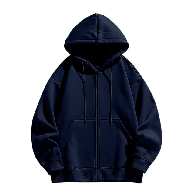 KIHOUT Men's Hoodies Jackets, Moisture Wicking & Breathable, Full Zip Solid Color Hooded Sweatshirt
