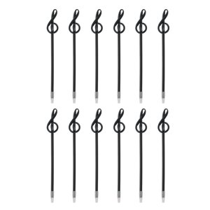 12pcs Stylos de rollerball 1.0mm, Note musicale Stylos de balle encre liquide noir Musique Nouvelle écriture lisse pour les cadeaux de bureau à la maison, noir