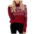 thumbnail image 2 of Babysbule Chandails de Noël pour Femmes Col Roulé Imprimé Chandail Récréatif Tricoté Chandail Manches Longues Hauts Liquidation Hauts Mode, 2 of 8