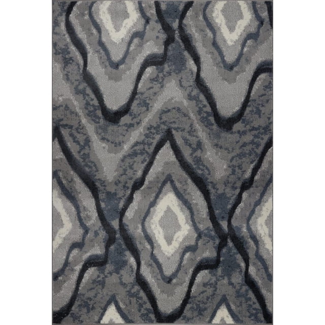 Ladole Rugs Etobicoke Soft Durable Micro Polyester Area Rug Carpet in Grey-Cream (5'3" x 7'6", 160cm x 230cm)