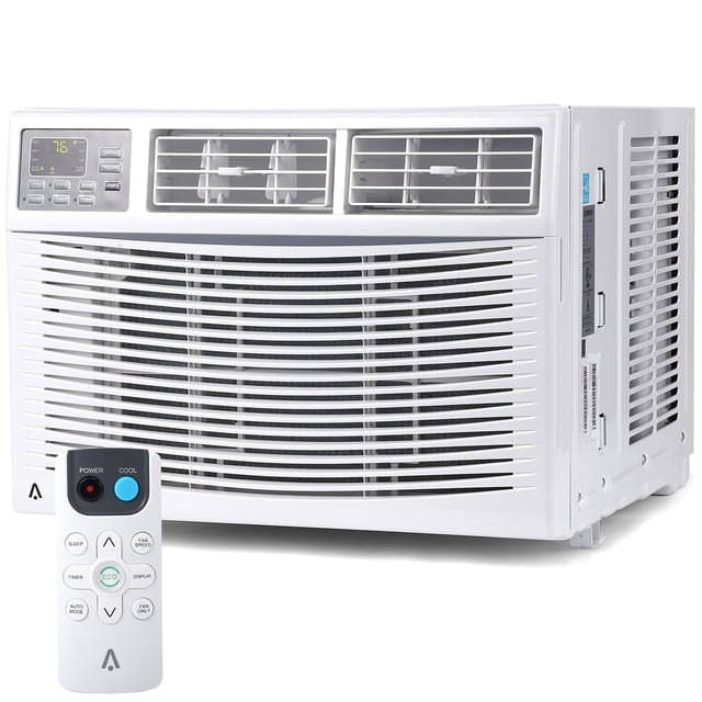 GloryStar Window AC Unit 10000 BTU, Compact Smart Air Conditioner with Adjustable Fan and Cooling Modes for Small Rooms