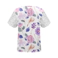thumbnail image 5 of LOVZFMLL Hauts d'Été pour Femmes Femmes Mode Été Pli Imprimé Régulier Femmes Manches Courtes Col en V Bouton Haut, 5 of 5