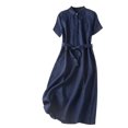 thumbnail image 1 of Robe à Manches Longues Femme Col Montant Brodé Coton et Robe Femme Littérature Rétro Fluide Longue Robe Été Longue Robe pour Femme Longue Robe Été pour Femme, 1 of 5
